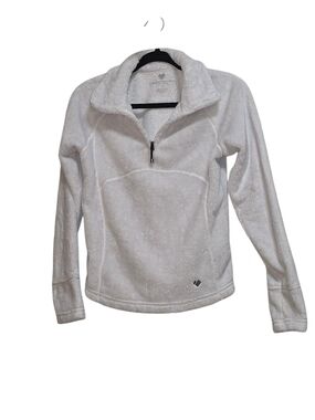 Obermeyer White Furry Fleece Quarter Zip Pullover Jacket Soft Cozy Size M